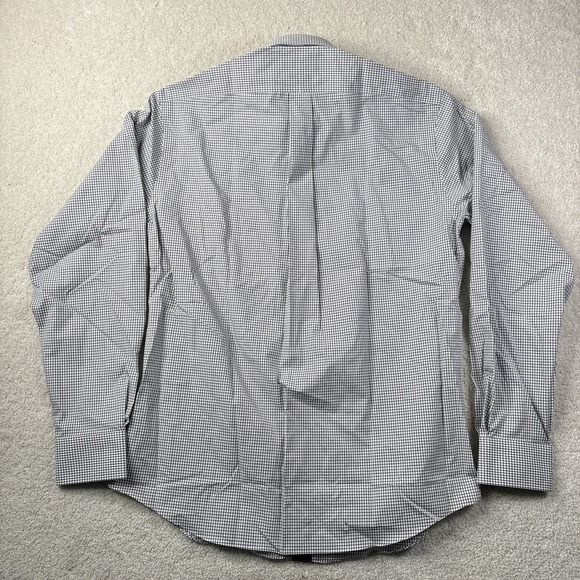 Paul Fredrick Tailored Fit Button Down Shirt Mens 15.5x35 Non Iron Gingham Black - Picture 7 of 8